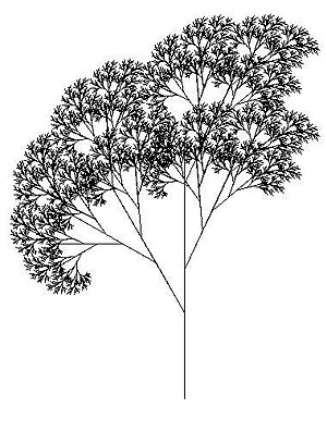 Tree created using the Logo programming language and relying heavily on recursion. Each branch can be seen as a smaller version of a tree.